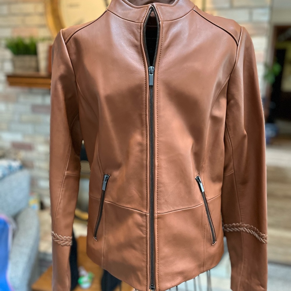 Nieman Marcus (Leather Collection) Ladies Leather Jacket light brown NWOT